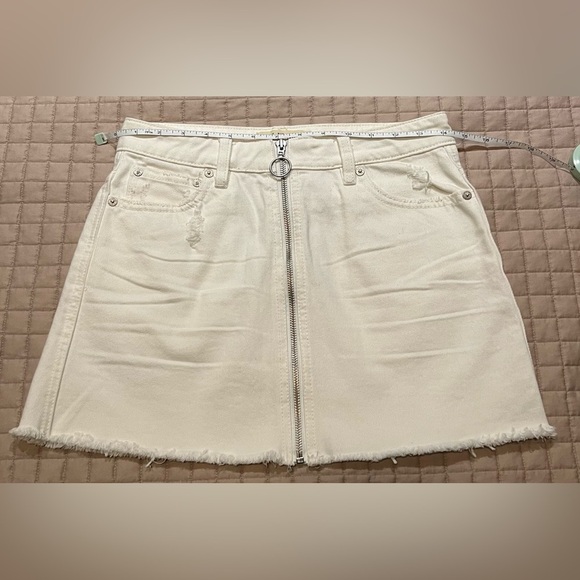 NWOT {We The Free} by Free People zip it up mini white distressed denim skirt. - Picture 15 of 15